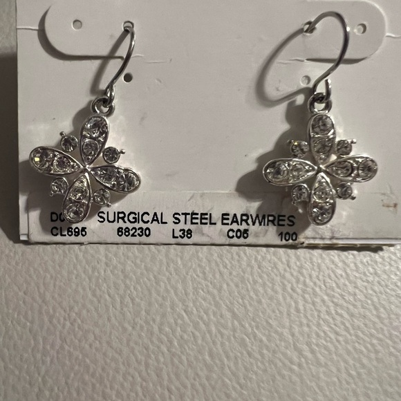 First Issue | A Liz Claiborne Company | Silver Clear CZ Dangle Earrings - Picture 4 of 4